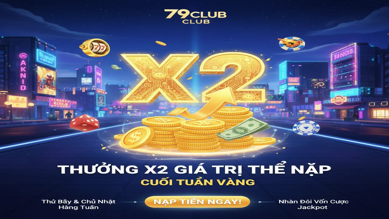 Thưởng X2 giá trị thẻ nạp vào ngày cuối tuần 79Club