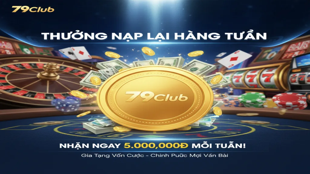 Thưởng nạp lại hàng tuần lên đến 5.000.000đ 79Club